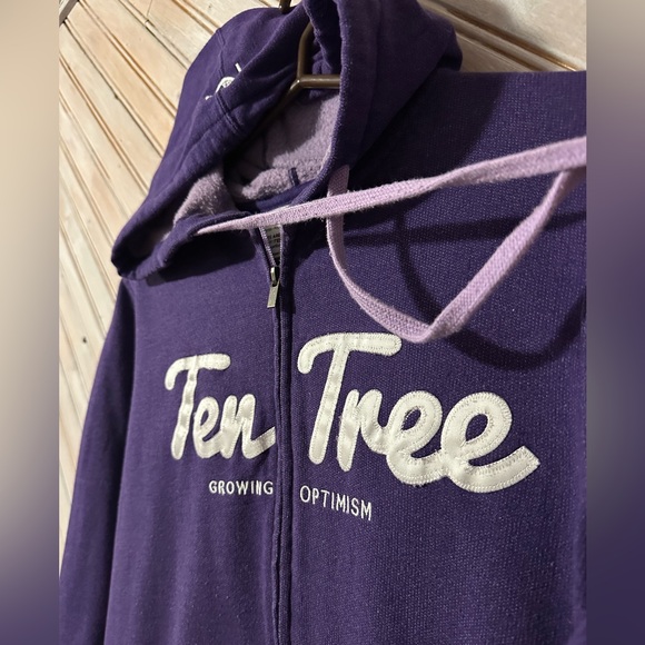 10Tree Purple Full Zipper Embroidered Logo Growing Optimism Hooded Sweater Plant - Picture 4 of 7